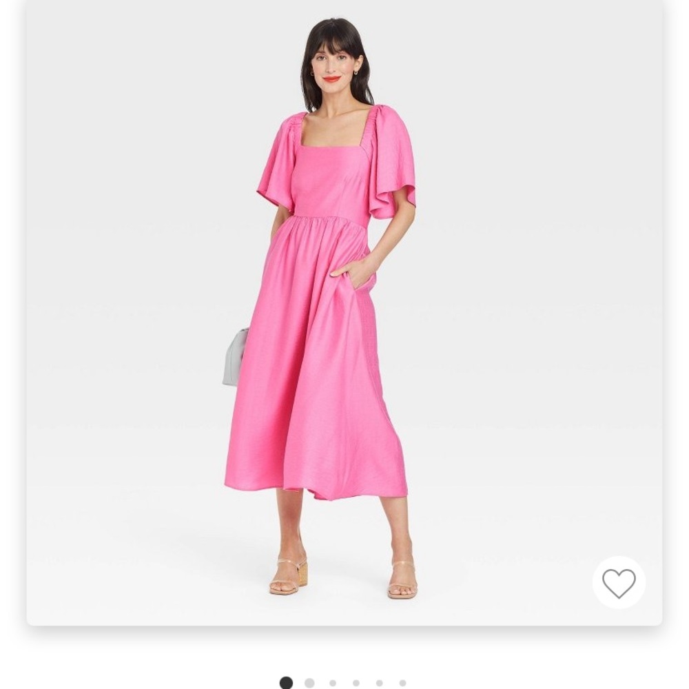 Women’s Flutter Short Sleeve Tie-Back Dress, A New Day, Pink, NWT